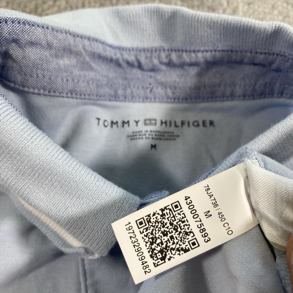 Tommy Hilfiger Polo Shirt Mens Medium Blue Short Sleeve Casual Logo - Picture 3 of 6